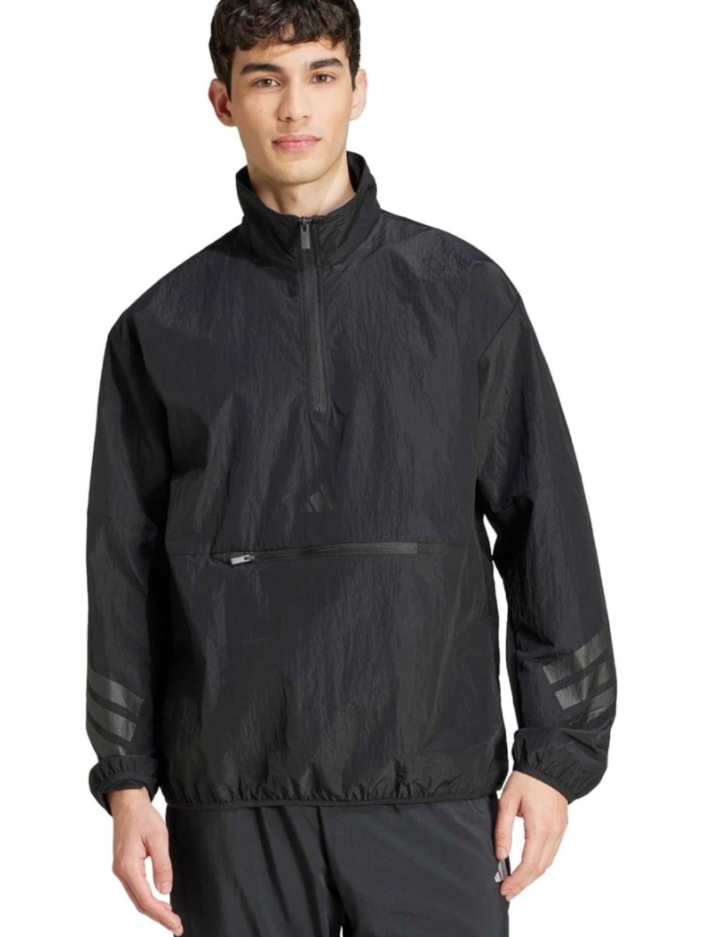 Adidas Future Icons 3-Stripes Woven Half-Zip Black Windbreaker MEDIUM🖤NWT✨